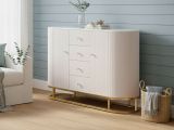 Credenza crema e bianca 120x40x85h cm 2 ante e 4 cassetti - Lodovico