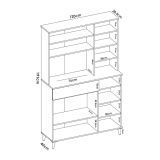 Credenza cucina bianca e rovere 120x40x191h cm 4 ante e 1 cassetto - Aeris