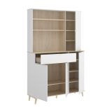 Credenza cucina bianca e rovere 120x40x191h cm 4 ante e 1 cassetto - Aeris