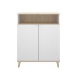Credenza cucina bianca e rovere 80x40x102h cm 2 ante - Altai