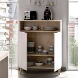 Credenza cucina bianca e rovere 80x40x102h cm 2 ante - Altai