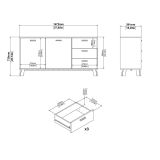 Credenza Cybel, Buffet da soggiorno, Madia da salotto, Dispensa da cucina, 39x147 h73 cm, Rovere e Bianco