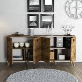 Credenza Dagon, Buffet da soggiorno, Madia da salotto, Dispensa da cucina, 180x45 h80 cm, Noce