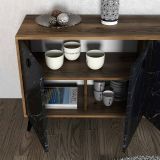 Credenza Dagon, Buffet da soggiorno, Madia da salotto, Dispensa da cucina, 180x45 h80 cm, Noce e Grigio
