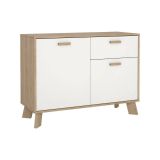 Credenza Deirdr, Buffet da soggiorno, Madia da salotto, Dispensa da cucina, 39x99 h73 cm, Rovere e Bianco