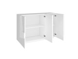 Credenza Elia, Buffet da soggiorno multifunzione, Madia da salotto a 3 ante, 100% Made in Italy, cm 121x38h86, Bianco lucido