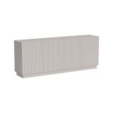 Credenza Elvas, Madia da salotto con quattro ante battenti, Design con effetto cannettato, 150x40 h78 cm, Beige