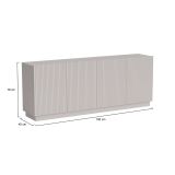 Credenza Elvas, Madia da salotto con quattro ante battenti, Design con effetto cannettato, 150x40 h78 cm, Beige