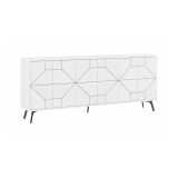 Credenza Elysium, Buffet da soggiorno, Madia da salotto, Dispensa moderna da cucina, 184x35h77 cm, Bianco