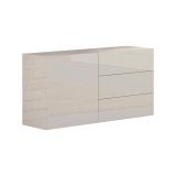 Credenza Enrico, Madia da cucina a 1 anta e 3 cassetti, Buffet da soggiorno, Madia da cucina, 100% Made in Italy, cm 110x40h35, Bianco lucido