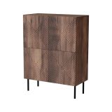 Credenza Esmoriz, Madia da salotto con due ante battenti, Rialzato da terra, 118x40 h89 cm, Noce