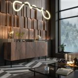 Credenza Espinho, Madia da salotto con due ante battenti, Rialzato da terra, 151x40 h72 cm, Noce