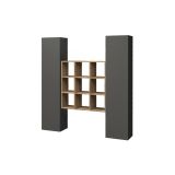 Credenza Fausto, Set da soggiorno a 2 ante e ripiani, Buffet da soggiorno, Madia da cucina, 100% Made in Italy, cm 170x30h180, Antracite e Acero