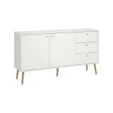 Credenza Florence, Buffet da soggiorno, Madia da salotto, Dispensa da cucina, 39x147 h82 cm, Bianco