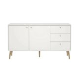 Credenza Florence, Buffet da soggiorno, Madia da salotto, Dispensa da cucina, 39x147 h82 cm, Bianco