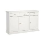 Credenza Frederique, Buffet da soggiorno, Madia da salotto, Dispensa da cucina, 144x46 h92 cm, Bianco