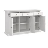 Credenza Frederique, Buffet da soggiorno, Madia da salotto, Dispensa da cucina, 144x46 h92 cm, Bianco