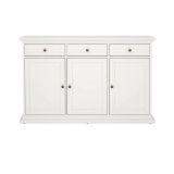 Credenza Frederique, Buffet da soggiorno, Madia da salotto, Dispensa da cucina, 144x46 h92 cm, Bianco