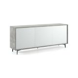 Credenza Fresia, Mobile buffet a 3 ante e 1 ripiano regolabile, Madia elegante da soggiorno, Mobile porta TV, 100% Made in Italy, 184x45h77 cm, Bianco e Cemento
