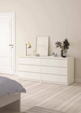Credenza Giselle, Buffet da soggiorno, Madia da salotto, Dispensa da cucina, 50x154 h70 cm, Bianco