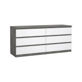 Credenza Giselle, Buffet da soggiorno, Madia da salotto, Dispensa da cucina, 50x154 h70 cm, Cemento e Bianco