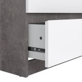 Credenza Giselle, Buffet da soggiorno, Madia da salotto, Dispensa da cucina, 50x154 h70 cm, Cemento e Bianco