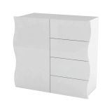 Credenza Giuseppe, Madia da cucina a 4 ante e 1 cassetto, Buffet da soggiorno, 100% Made in Italy, cm 90x40h81, Bianco lucido