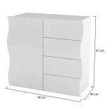 Credenza Giuseppe, Madia da cucina a 4 ante e 1 cassetto, Buffet da soggiorno, 100% Made in Italy, cm 90x40h81, Bianco lucido