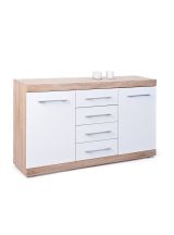 Credenza Gottingen, Buffet da soggiorno, Madia da salotto, Dispensa da cucina, 155x40 h87 cm, Bianco