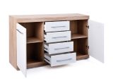 Credenza Gottingen, Buffet da soggiorno, Madia da salotto, Dispensa da cucina, 155x40 h87 cm, Bianco