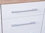 Credenza Gottingen, Buffet da soggiorno, Madia da salotto, Dispensa da cucina, 155x40 h87 cm, Bianco