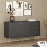 Credenza grigia 147x39x81h cm 2 ante e 3 cassetti - Erina