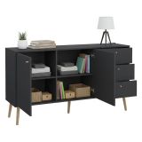 Credenza grigia 147x39x81h cm 2 ante e 3 cassetti - Erina