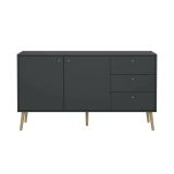 Credenza grigia 147x39x81h cm 2 ante e 3 cassetti - Erina
