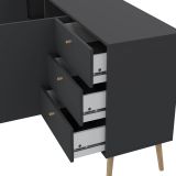Credenza grigia 147x39x81h cm 2 ante e 3 cassetti - Erina