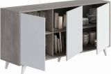 Credenza grigia chiaro e bianca porta piatti 153x39x72h cm 3 ante - Annina