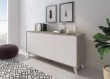Credenza grigia chiaro e bianca porta piatti 153x39x72h cm 3 ante - Annina