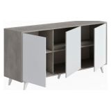 Credenza grigia chiaro e bianca porta piatti 153x39x72h cm 3 ante - Annina