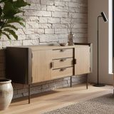 Credenza grigia e marrone 145x47x76h cm 2 ante e 3 cassetti - Jones