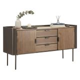 Credenza grigia e marrone 145x47x76h cm 2 ante e 3 cassetti - Jones