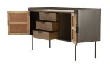 Credenza grigia e marrone 145x47x76h cm 2 ante e 3 cassetti - Jones
