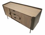 Credenza grigia e marrone 145x47x76h cm 2 ante e 3 cassetti - Jones