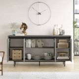 Credenza grigia e nera 160x44x75h cm 4 ante - Kay