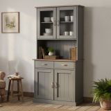 Credenza Grigio 2 Cassetti 2 Ripiani 90x45x190h cm, Apertura Battente - Milzano