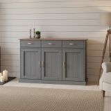 Credenza Grigio 3 Cassetti 2 Ripiani 131x45x86h cm, Apertura Battente - Silius