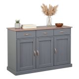 Credenza Grigio 3 Cassetti 2 Ripiani 131x45x86h cm, Apertura Battente - Silius