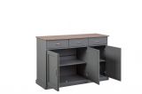 Credenza Grigio 3 Cassetti 2 Ripiani 131x45x86h cm, Apertura Battente - Silius