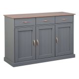 Credenza Grigio 3 Cassetti 2 Ripiani 131x45x86h cm, Apertura Battente - Silius