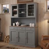 Credenza Grigio 3 Cassetti 6 Ripiani 131x45x191h cm, Apertura Battente, Scorrevole - Castana