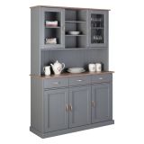 Credenza Grigio 3 Cassetti 6 Ripiani 131x45x191h cm, Apertura Battente, Scorrevole - Castana